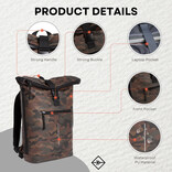 New Rebels New Rebels Mart New York Camouflage Green 21L Backpack Rolltop Water Repellent Laptop 15.6"