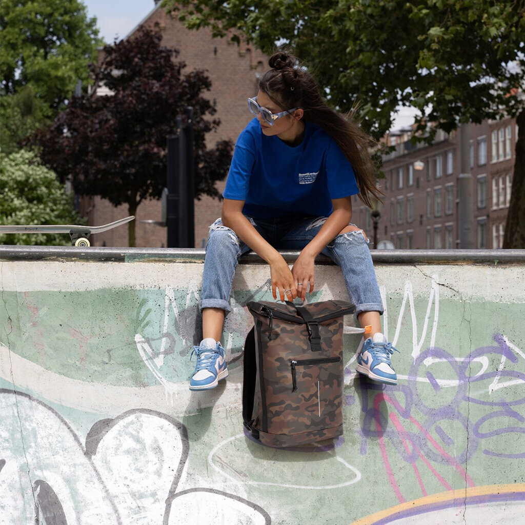 New Rebels New Rebels Mart New York Camouflage Green 21L Backpack Rolltop Water Repellent Laptop 15.6"