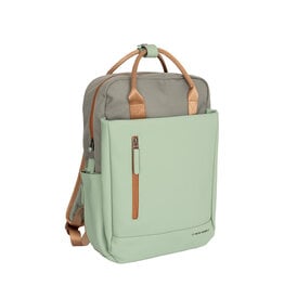 New Rebels New Rebels Ferron Miami Rugzak 9L Waterafstotende Laptop Rugtas 13 inch Schooltas en Werktas van PU Nylon Comfortabel Sage Green