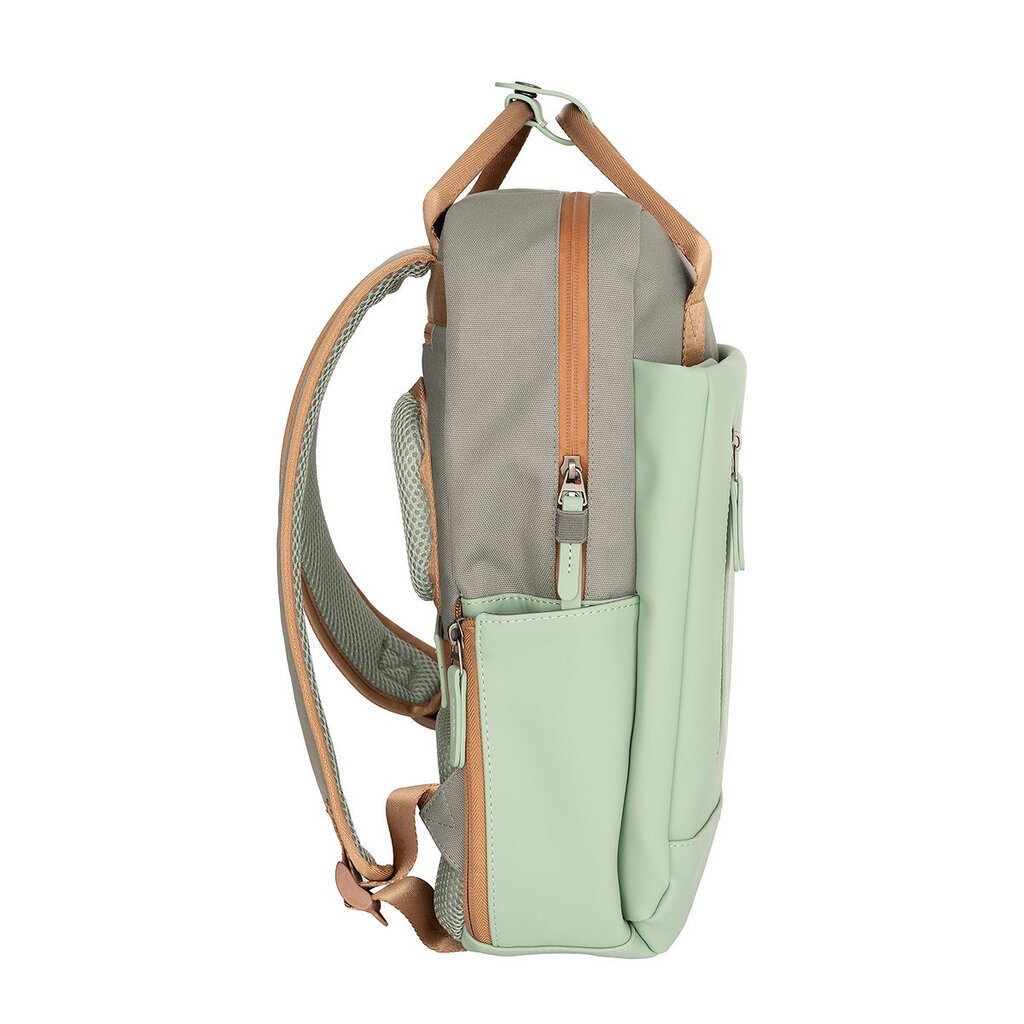 New Rebels New Rebels Ferron Miami Rugzak 9L Waterafstotende Laptop Rugtas 13 inch Schooltas en Werktas van PU Nylon Comfortabel Sage Green