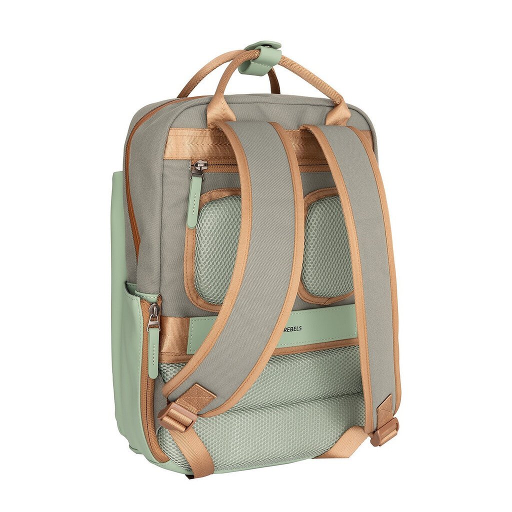 New Rebels New Rebels Ferron Miami Rugzak 9L Waterafstotende Laptop Rugtas 13 inch Schooltas en Werktas van PU Nylon Comfortabel Sage Green
