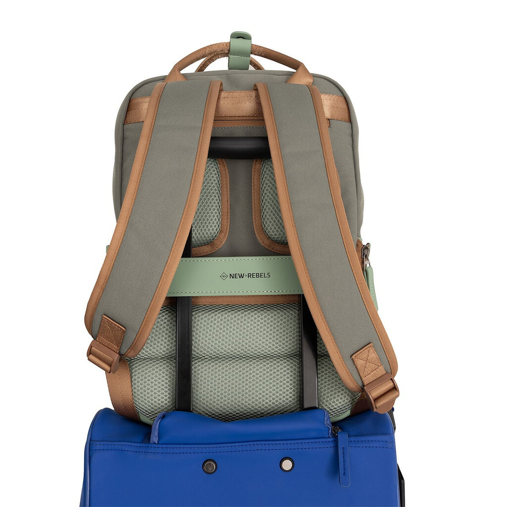 New Rebels New Rebels Ferron Miami Rucksack 9L Wasserabweisender Laptop Rucksack 13 Zoll für Arbeit und Schule aus PU Nylon Leicht und Bequem Sage Green