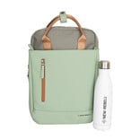 New Rebels New Rebels Ferron Miami Rugzak 9L Waterafstotende Laptop Rugtas 13 inch Schooltas en Werktas van PU Nylon Comfortabel Sage Green