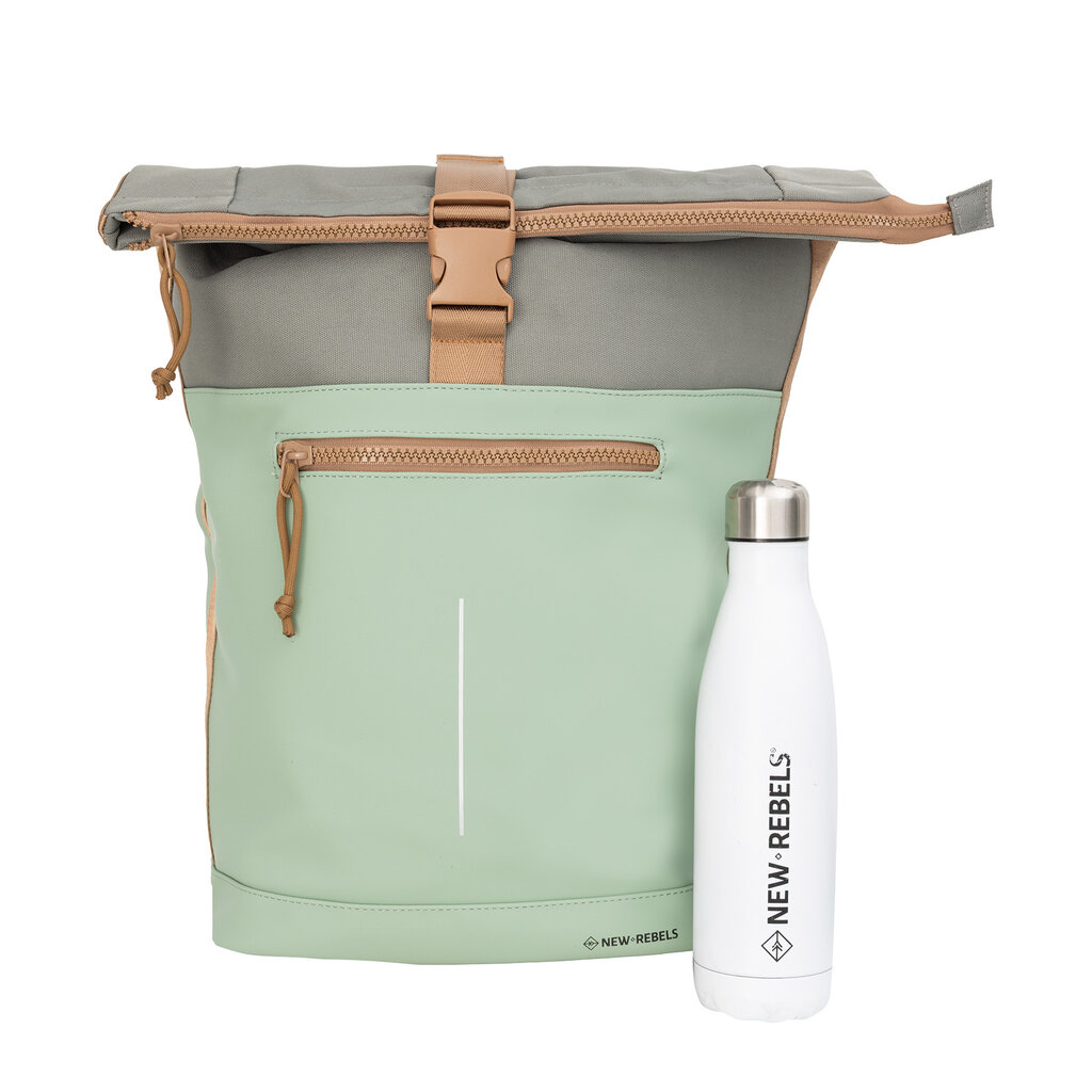 New Rebels New Rebels Ferron New York Rolltop Rugzak 16L Laptop Werktas / Schooltas  Sage Green