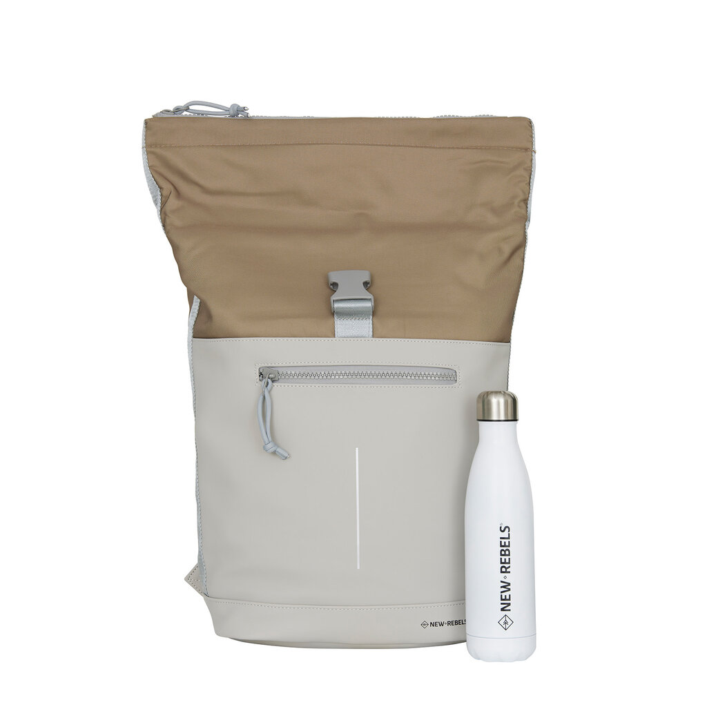 New Rebels New Rebels Ferron New York Rolltop Rucksack 16L – Rolltop Schulrucksack / Arbeitsrucksack mit Laptopfach Grau