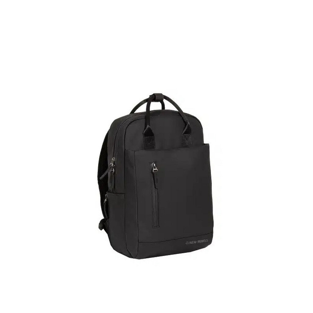 New Rebels New Rebels Bruce Miami Rucksack 9L Wasserabweisender Laptop-Rucksack 13 Zoll Schulranzen und Arbeitstasche aus PU-Nylon Bequem Comp 9L Schwarz