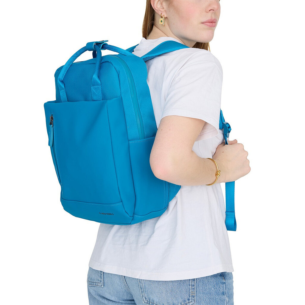 New Rebels New Rebels Bruce Miami Rucksack 9L Wasserabweisender Laptop-Rucksack 13 Zoll Schulranzen und Arbeitstasche aus PU-Nylon Bequem Comp 9L Türkis