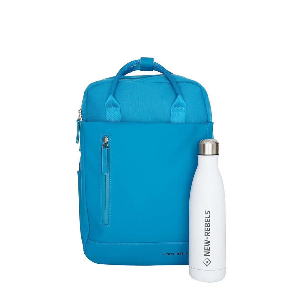 New Rebels New Rebels Bruce Miami Rugzak 9L Waterafstotende Laptop Rugtas 13 inch Schooltas en Werktas van PU Nylon Comfortabel Comp 9L Turquoise
