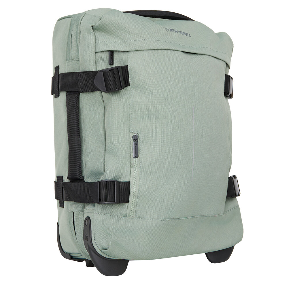 New Rebels New Rebels Gassaway Trolley 35L Stevige Lichtgewicht reiskoffer met Dubbele Wielen Salie Groen