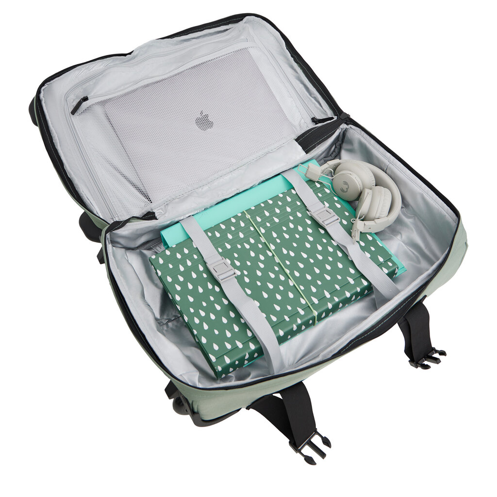 New Rebels New Rebels Gassaway Trolley 35L Stevige Lichtgewicht reiskoffer met Dubbele Wielen Salie Groen