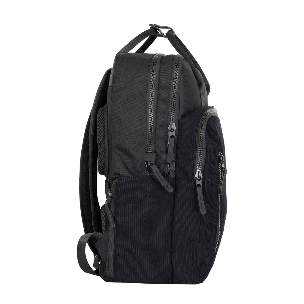 New Rebels New Rebels Ribbi Milwaukee – Laptoptasche Schulrucksack Arbeitstasche 15,6 Zoll Laptopfach Rippstoff 18L Schwarz