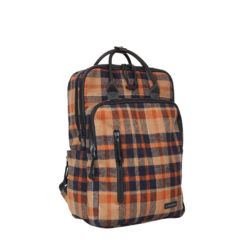 New Rebels New Rebels Scott Milwaukee Backpack Laptop 15.6 Inch 20L Checker Tweed Orange Black School Work Bag
