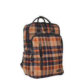 New Rebels New Rebels Scott Milwaukee Rugtas Laptop 15,6 inch 20L Checker Tweed Oranje Zwart Rugzak Werktas Schooltas