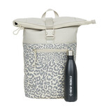 New Rebels New Rebels Urban Leopard New York Beige 21L Rolltop Rugzak Werktas Schooltas Waterafstotend Laptop 15.6”