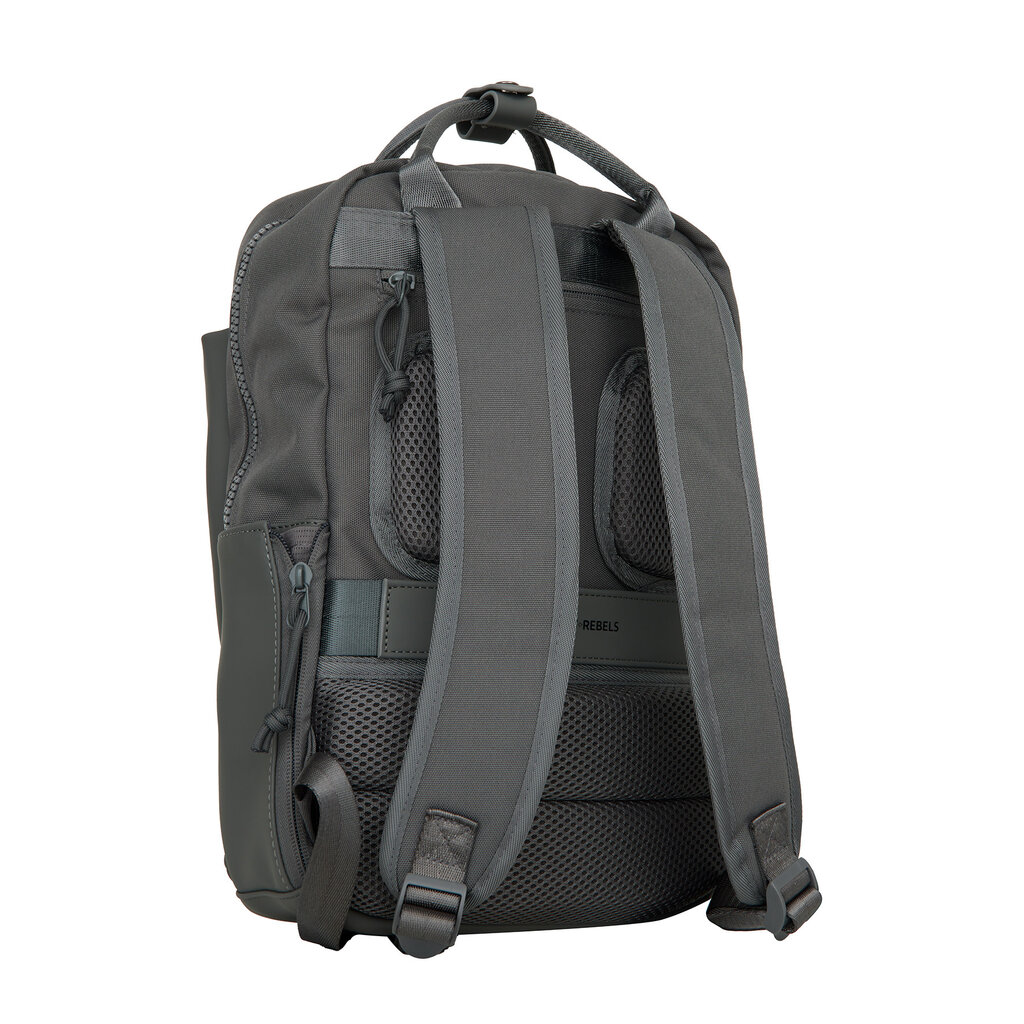 New Rebels New Rebels Bruce Miami Rucksack 9L Wasserabweisender Laptop-Rucksack 13 Zoll Schulranzen und Arbeitstasche aus PU-Nylon Bequem Comp 9L Anthrazit