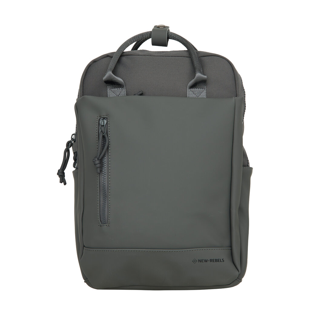 New Rebels New Rebels Bruce Miami Rucksack 9L Wasserabweisender Laptop-Rucksack 13 Zoll Schulranzen und Arbeitstasche aus PU-Nylon Bequem Comp 9L Anthrazit