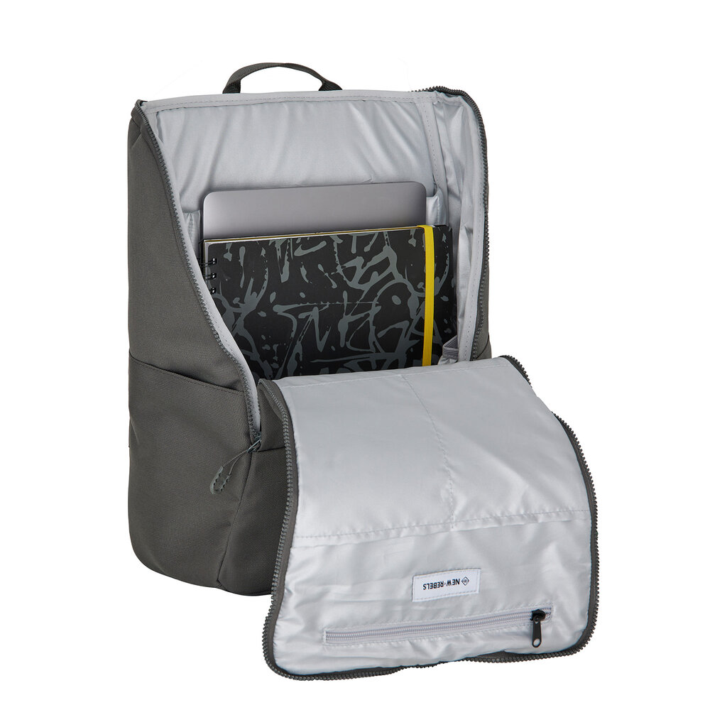 New Rebels New Rebels Valor Westerly Backpack 14L Laptop Backpack 14 Inch School Work Bag PU Polyester Antracite