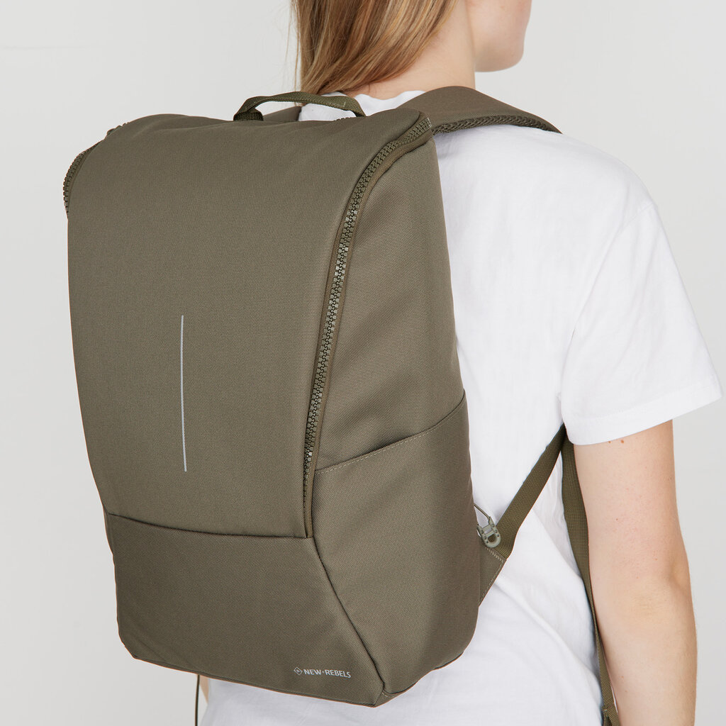 New Rebels New Rebels Valor Westerly Backpack 14L Laptop Backpack 14 Inch School Work Bag PU Polyester Olive