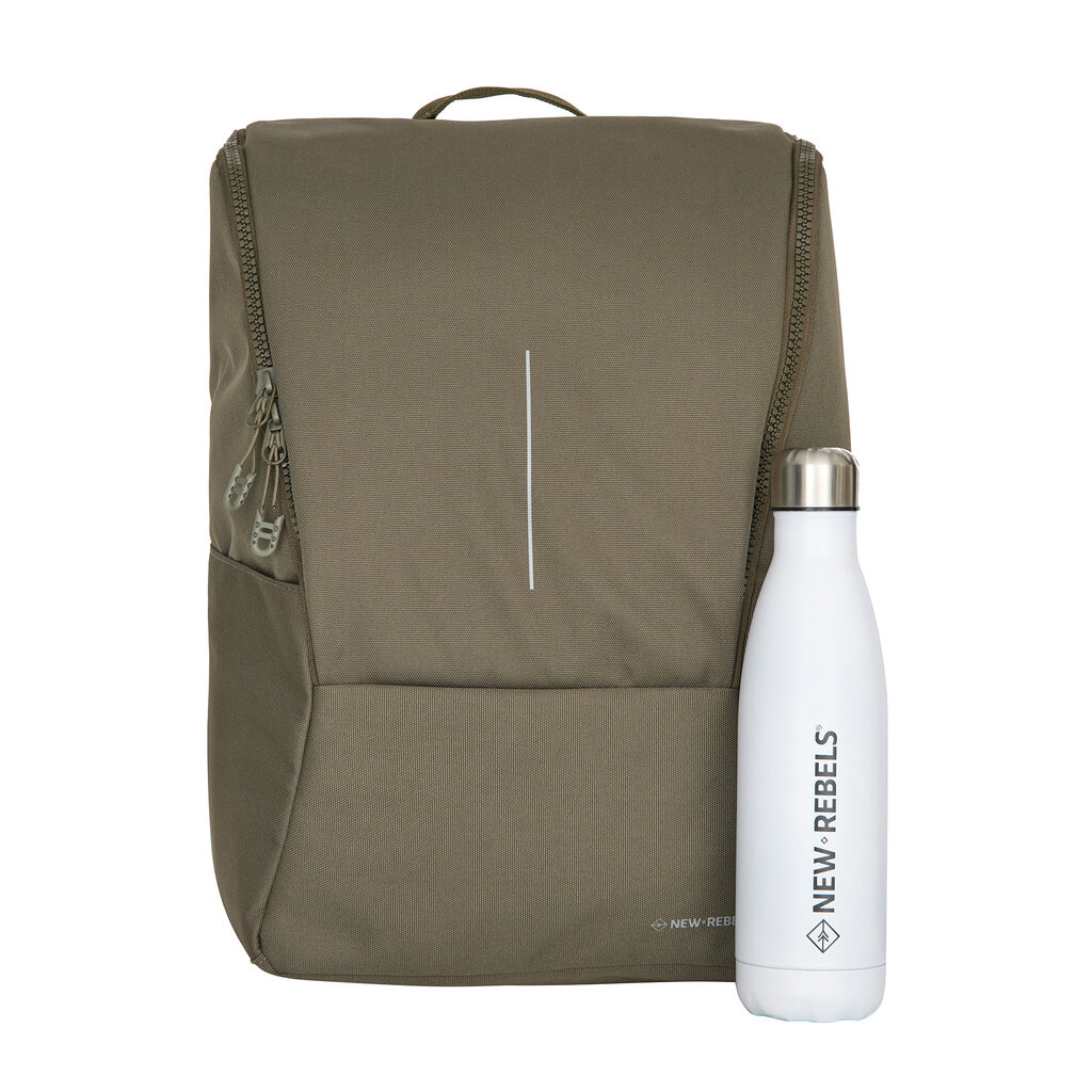 New Rebels New Rebels Valor Westerly Backpack Rugzak 14L Schooltas Werktas Laptop 14 inch PU Polyester Olive