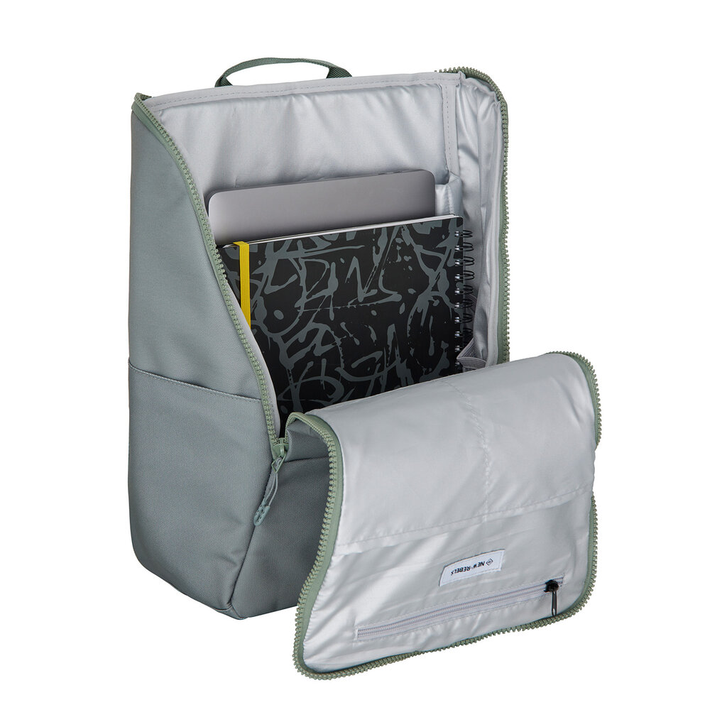 New Rebels New Rebels Valor Westerly Backpack 14L Laptop Backpack 14 Inch School Work Bag PU Polyester Salie Green
