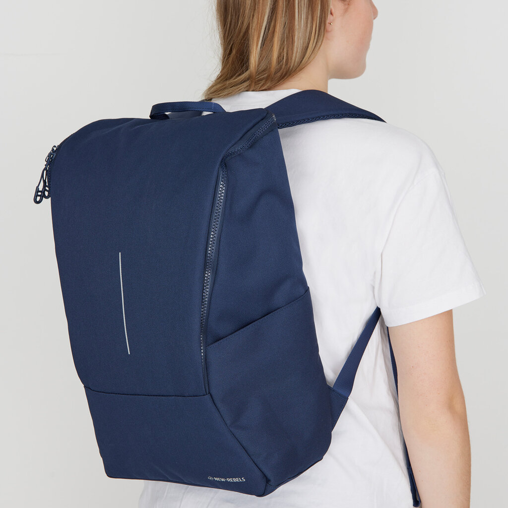 New Rebels New Rebels Valor Westerly Backpack 14L Laptop Backpack 14 Inch School Work Bag PU Polyester Navy