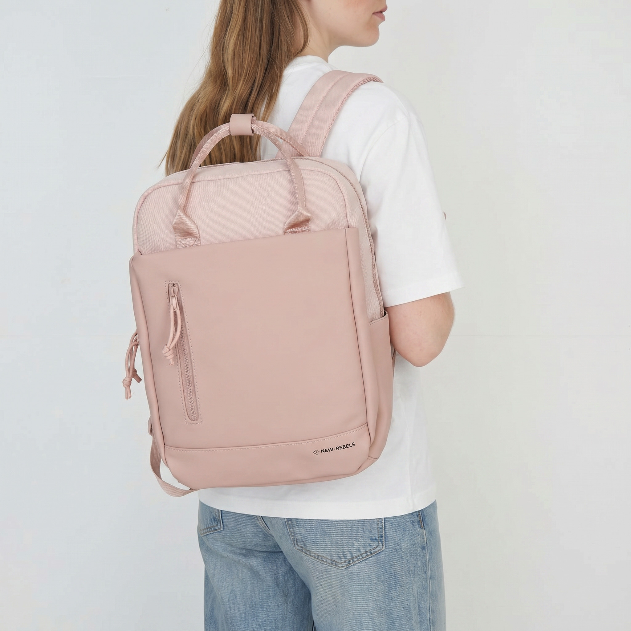 New Rebels Bruce Miami Rugzak 9L Waterafstotende Laptop Rugtas 13 inch Schooltas en Werktas van PU Nylon Comfortabel Comp 9L Old Pink