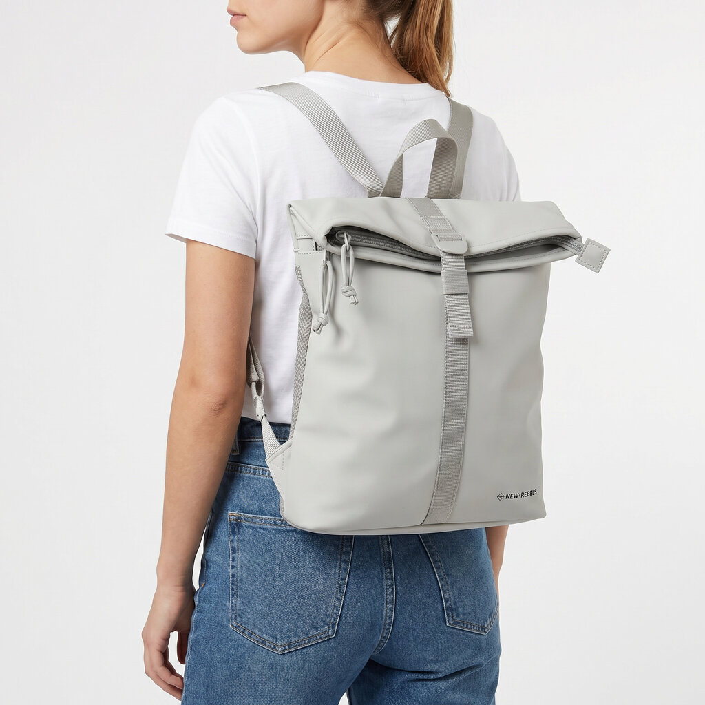New Rebels New Rebels Branson Los Angeles Rolltop Backpack Mini  7L Waterafstotende Rugzak van PU Grijs