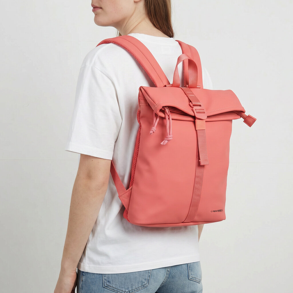 New Rebels New Rebels Branson Los Angeles Rolltop Backpack Mini 7L Waterafstotende Rugzak PU Coraal