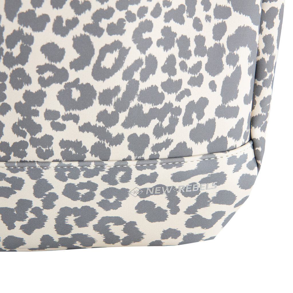 New Rebels New Rebels Urban Leopard Miami Rucksack 9L Wasserabweisender Laptop Rucksack 13 Zoll Schulrucksack und Arbeitsrucksack aus PU Leopardenmuster