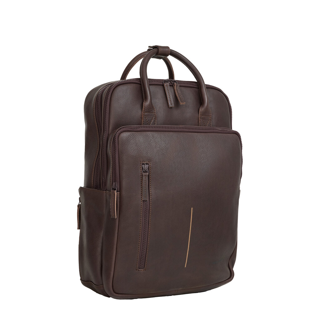 New Rebels New Rebels Obsidian Milwaukee Braun Leder Laptoprucksack 15,6 Zoll Premium Business Rucksack Arbeitsrucksack Schulrucksack 18 Liter Echtleder