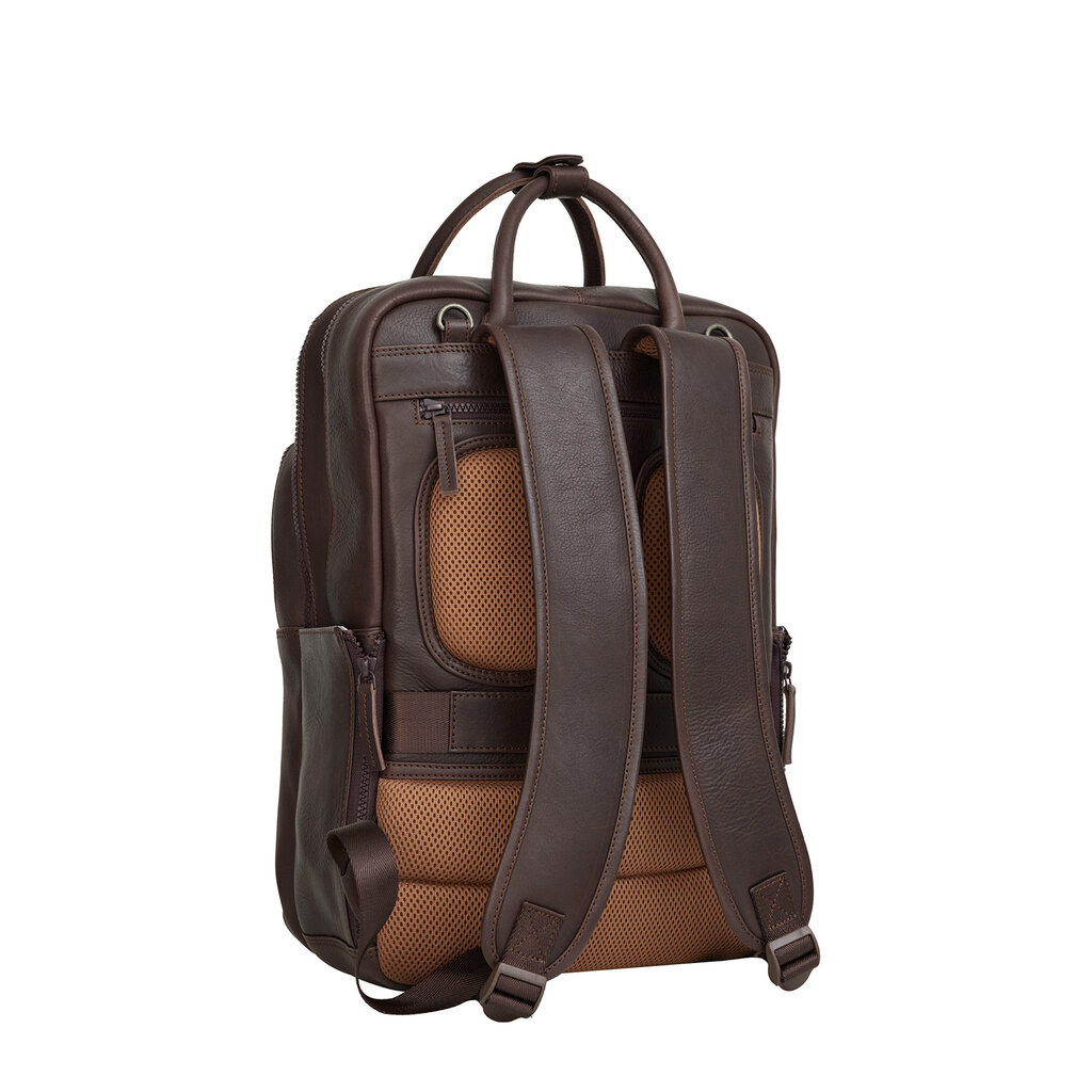 New Rebels New Rebels Obsidian Milwaukee Braun Leder Laptoprucksack 15,6 Zoll Premium Business Rucksack Arbeitsrucksack Schulrucksack 18 Liter Echtleder