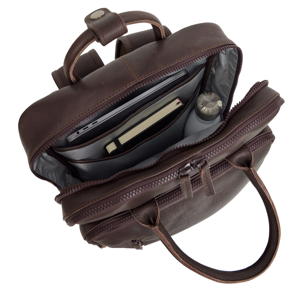 New Rebels New Rebels Obsidian Milwaukee Bruin Leren Laptoprugzak 15.6 inch Premium Werktas Schooltas Business 18 Liter Echt Leer