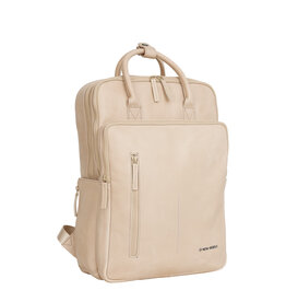New Rebels New Rebels Obsidian Milwaukee Beige Leder Laptoprucksack 15,6 Zoll Premium Business Rucksack Arbeitsrucksack Schulrucksack 18 Liter Echtleder
