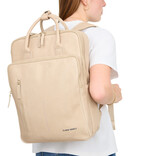 New Rebels New Rebels Obsidian Milwaukee Beige Leren Laptoprugzak 15.6 inch Premium Werktas Schooltas Business 18 Liter Echt Leer