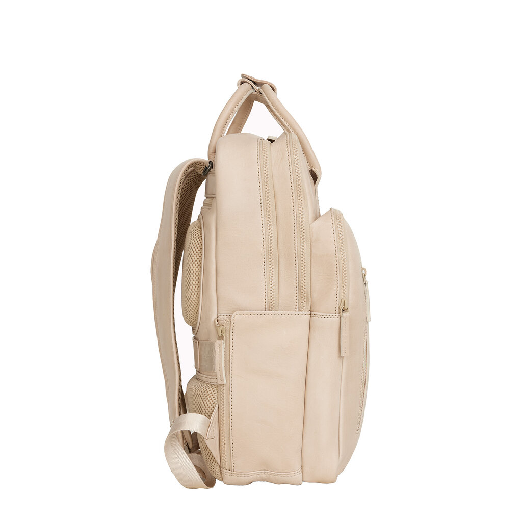 New Rebels New Rebels Obsidian Milwaukee Beige Leather Laptop Backpack 15.6 Inch Premium Business Work School Bag 18L Genuine Leather