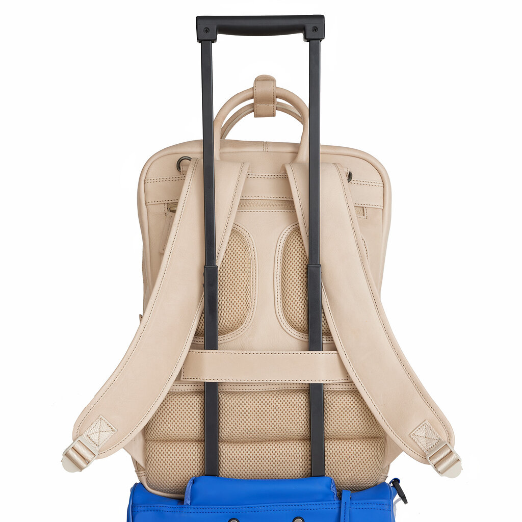 New Rebels New Rebels Obsidian Milwaukee Beige Leather Laptop Backpack 15.6 Inch Premium Business Work School Bag 18L Genuine Leather