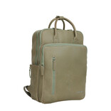 New Rebels New Rebels Obsidian Milwaukee Saliegroen Leren Laptoprugzak 15.6 inch Premium Werktas Schooltas Business 18 Liter Echt Leer