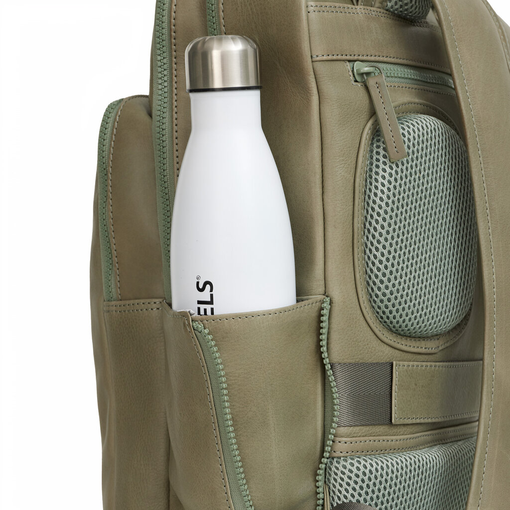New Rebels New Rebels Obsidian Milwaukee Sage Green Leather Laptop Backpack 15.6 Inch Premium Business Work School Bag 18L Genuine Leather