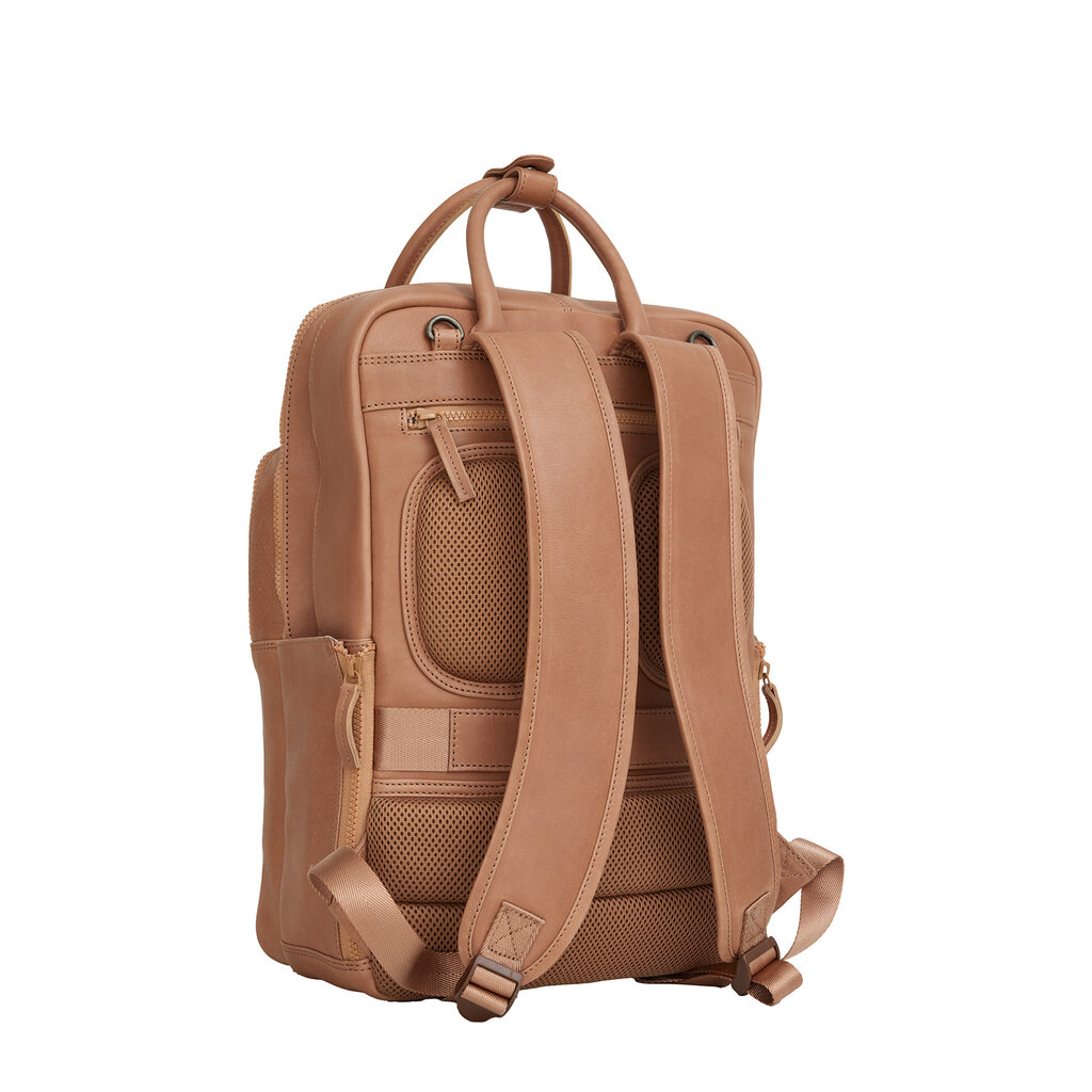 New Rebels New Rebels Obsidian Milwaukee Camel Leder Laptoprucksack 15,6 Zoll Premium Business Rucksack Arbeitsrucksack Schulrucksack 18 Liter Echtleder