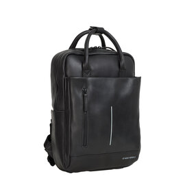 New Rebels Obsidian Miami Schwarz Leder Laptoprucksack 13 Zoll Premium Business Rucksack Arbeitsrucksack Schulrucksack 10 Liter Echtleder