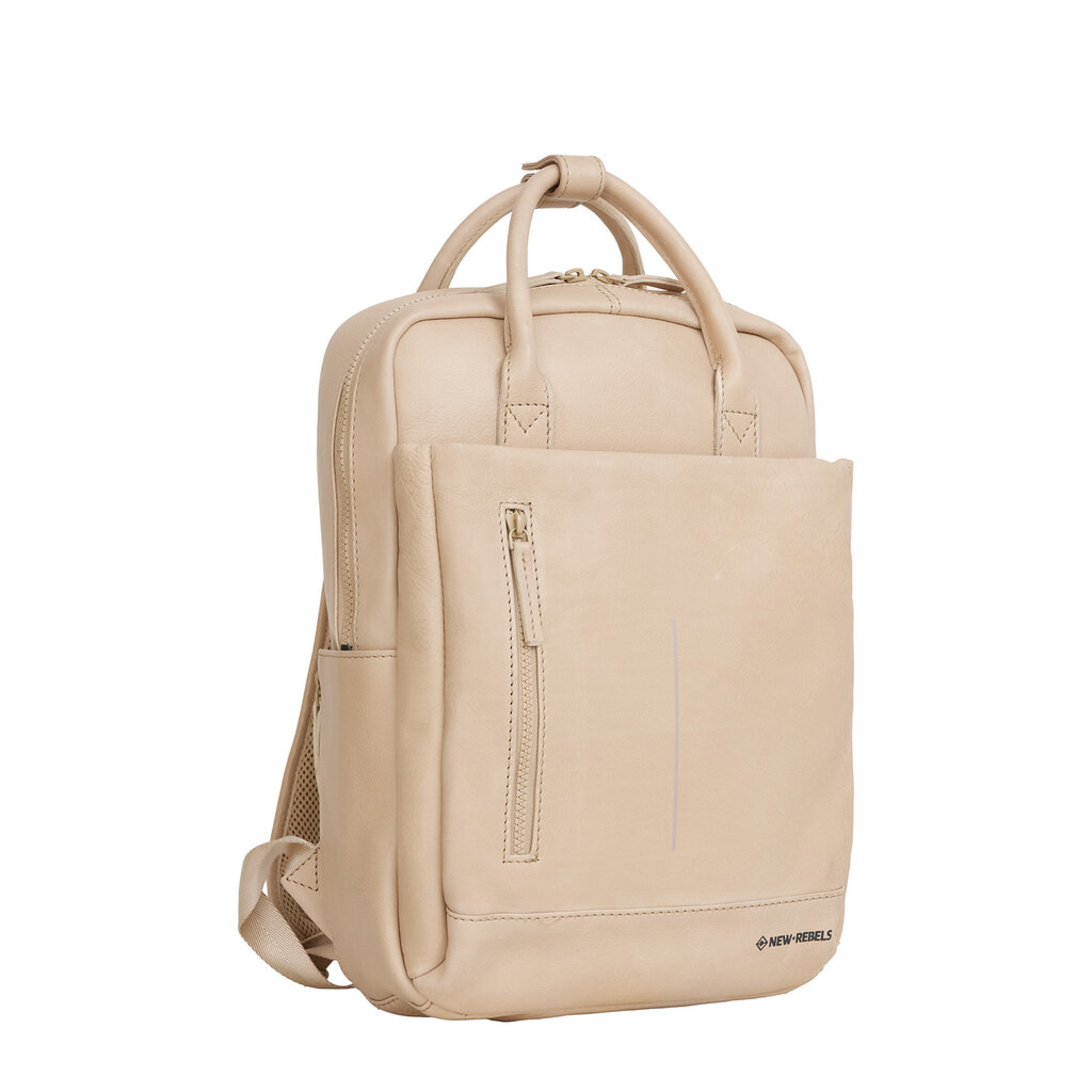 New Rebels New Rebels Obsidian Miami Beige Leder Laptoprucksack 13 Zoll Premium Business Rucksack Arbeitsrucksack Schulrucksack 10 Liter Echtleder