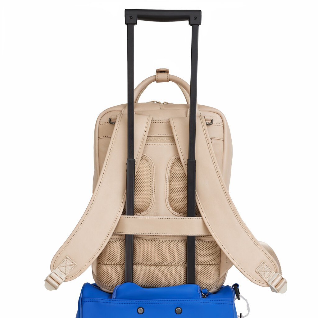 New Rebels New Rebels Obsidian Miami Beige Leather Laptop Backpack 13 Inch Premium Business Work School Bag 10L Genuine Leather