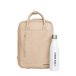 New Rebels New Rebels Obsidian Miami Beige Leren Laptoprugzak 13 inch Premium Werktas Schooltas Business 10 Liter Echt Leer