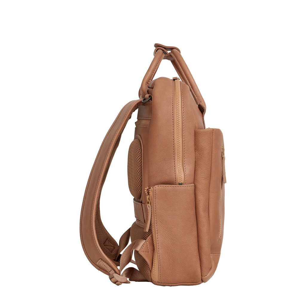 New Rebels New Rebels Obsidian Miami Camel Leren Laptoprugzak 13 inch Premium Werktas Schooltas Business 10 Liter Echt Leer