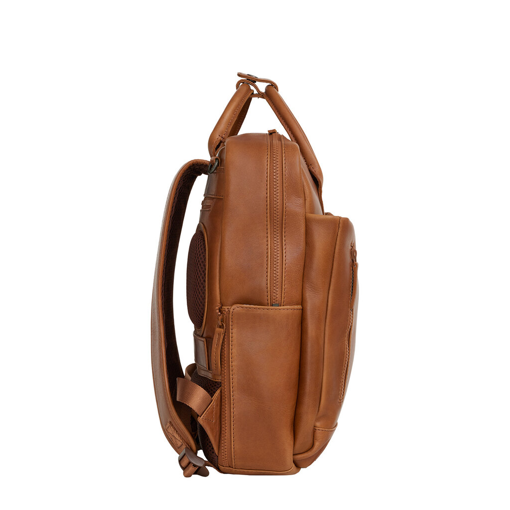 New Rebels New Rebels Obsidian Miami Cognac Leren Laptoprugzak 13 inch Premium Werktas Schooltas Business 10 Liter Echt Leer