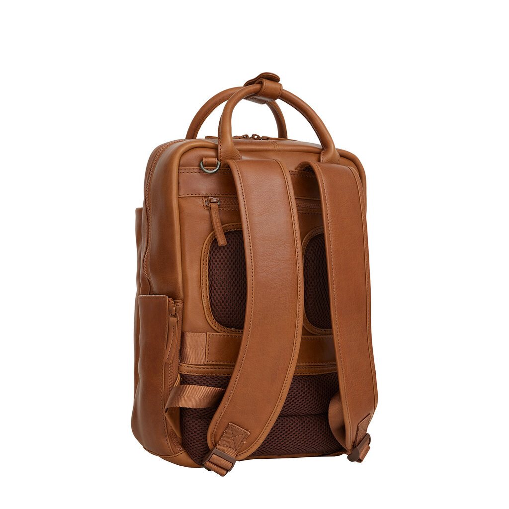New Rebels New Rebels Obsidian Miami Cognac Leren Laptoprugzak 13 inch Premium Werktas Schooltas Business 10 Liter Echt Leer
