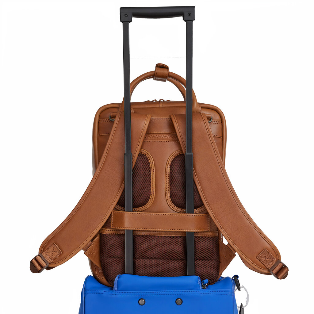 New Rebels New Rebels Obsidian Miami Cognac Leather Laptop Backpack 13 Inch Premium Business Work School Bag 10L Genuine Leather