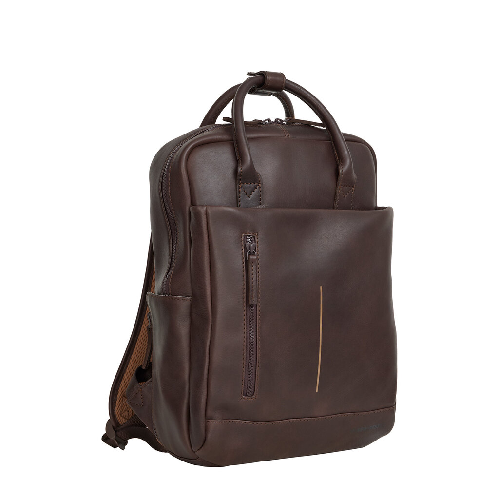 New Rebels New Rebels Obsidian Miami Brown Leather Laptop Backpack 13 Inch Premium Business Work School Bag 10L Genuine Leather