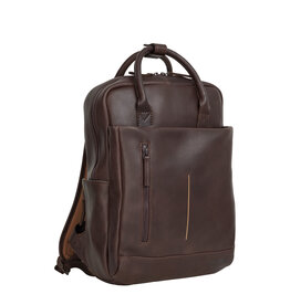 New Rebels New Rebels Obsidian Miami Bruin Leren Laptoprugzak 13 inch Premium Werktas Schooltas Business 10 Liter Echt Leer