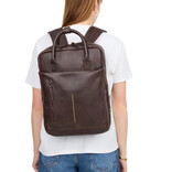 New Rebels New Rebels Obsidian Miami Brown Leather Laptop Backpack 13 Inch Premium Business Work School Bag 10L Genuine Leather